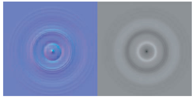 A normal map (right) and a displacement map (left) 