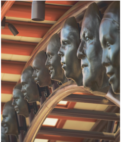 "About Place, About Face" Commissioned for the Los Angeles Metro Transit Authority. Scanned Portraits, Cast In Cast Iron. 