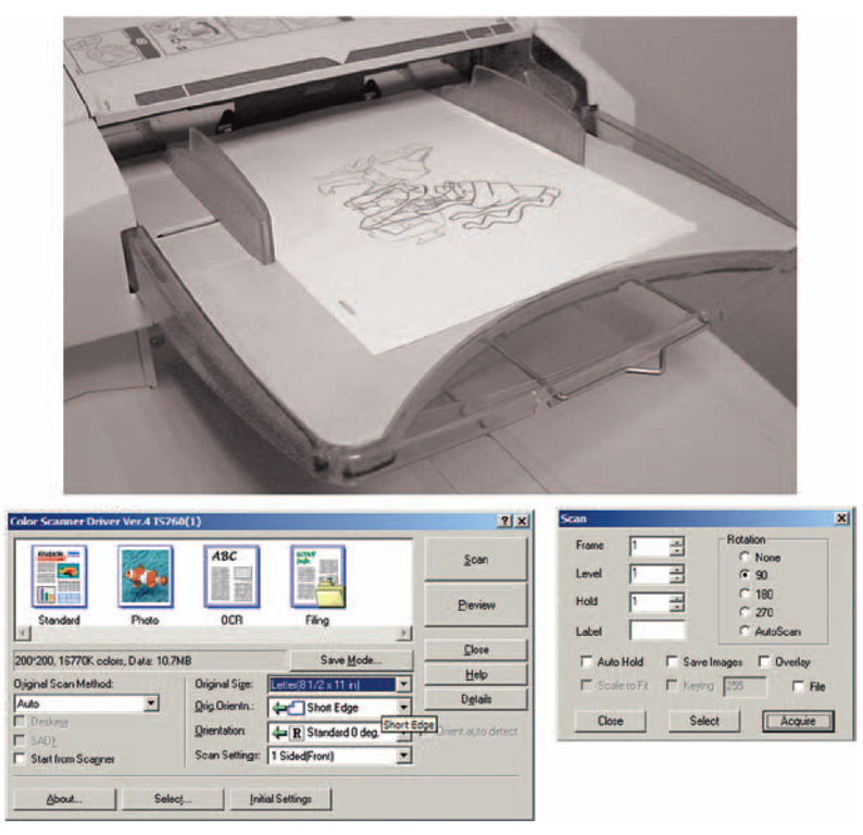 Scanning in images using a multifeed scanner (show peg holes).