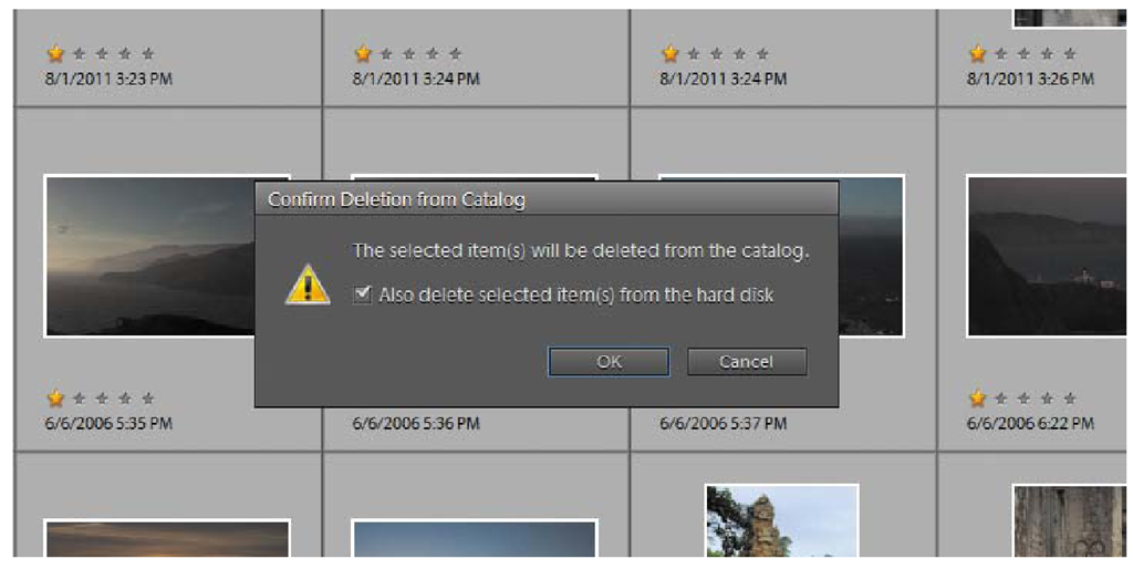 Select the check box to delete the images from the hard drive. 