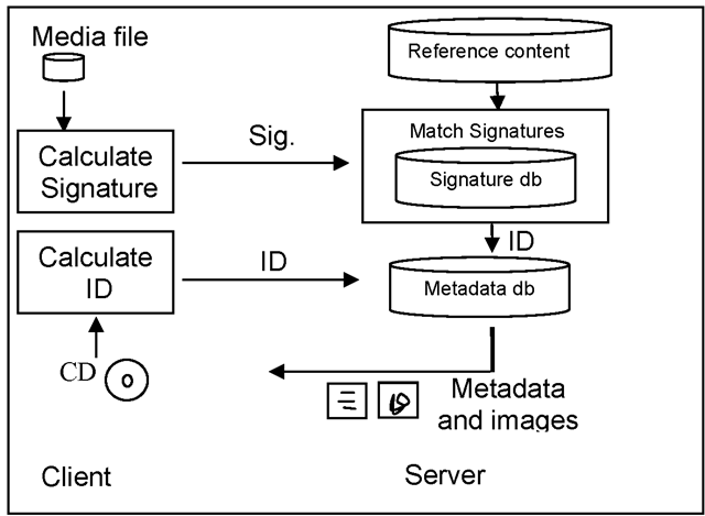 Metadata services based on content identification. 