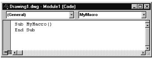 Code window for Module1 