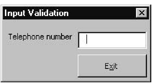 Input Validation GUI for prompting the user to enter a telephone number 