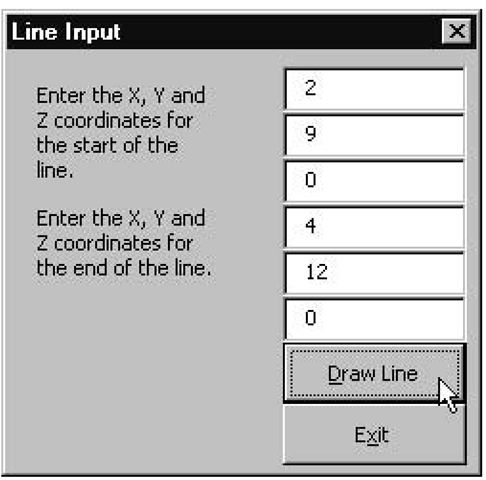  The Line Input UserForm with new captions and accelerator keys 