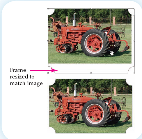 Once an image is moved in QuarkXPress, you can reposition the frame to match the image.