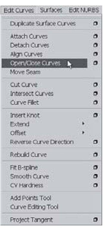 Close curve menu 