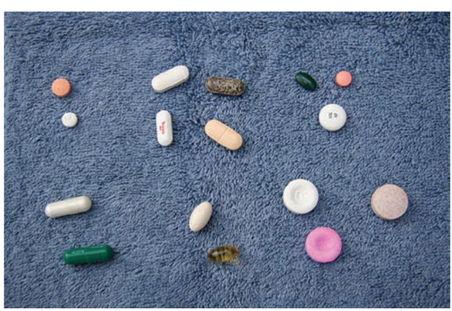 Solid oral medications come in many forms. (Left to right, top) Tablets, caplets, and enteric-coated tablets. (Bottom) Capsules, gel-caps, chewable tablets, and troche. 